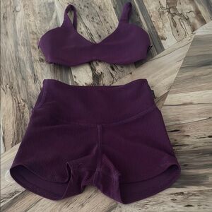 Purple Ribbed Bikini Set